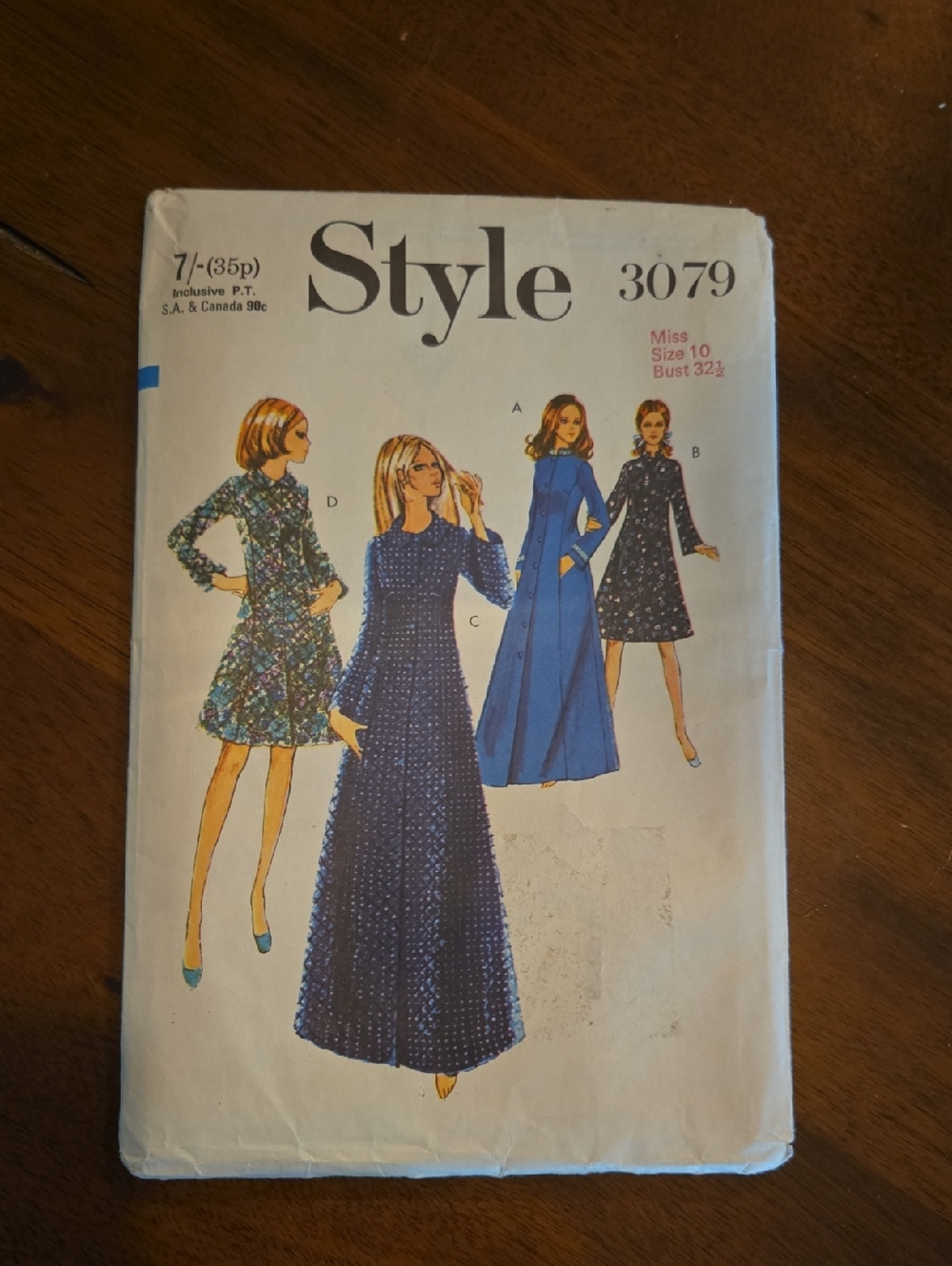 Vintage Blue Maxi and Mini Dress Sewing Pattern